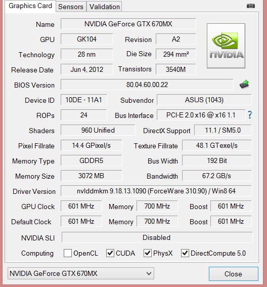  Nvida Geforce 670MX -Ayrılmış Video Belleği Sorunu