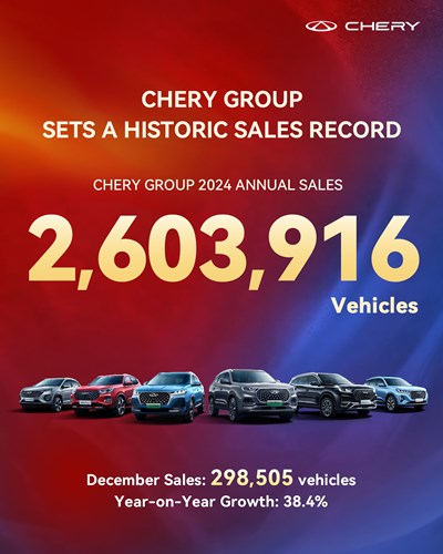 Chery, 2024 yılını 2,6 milyonun üzerinde satışla kapattı