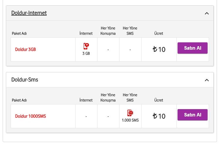 Vodafone Faturasız 400DK+1000SMS+2GB 15TL MEGA2GB & 600DK+1000SMS+3GB 19TL MEGA3GB