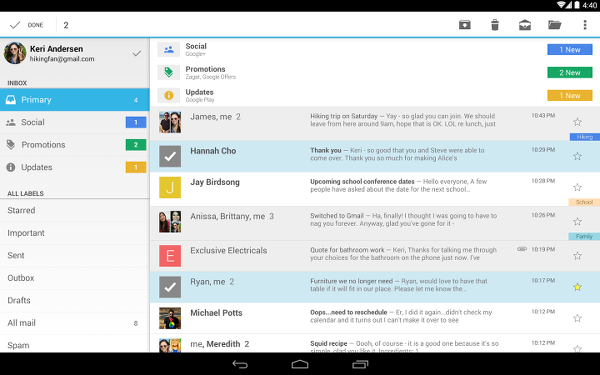 Android için Gmail 5.0 sürümü indirmeye sunuldu