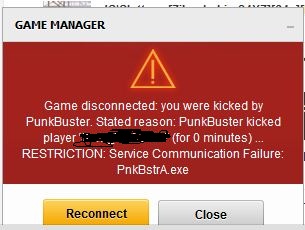 Punkbuster Kicked Player Restriction Service Communication Failure