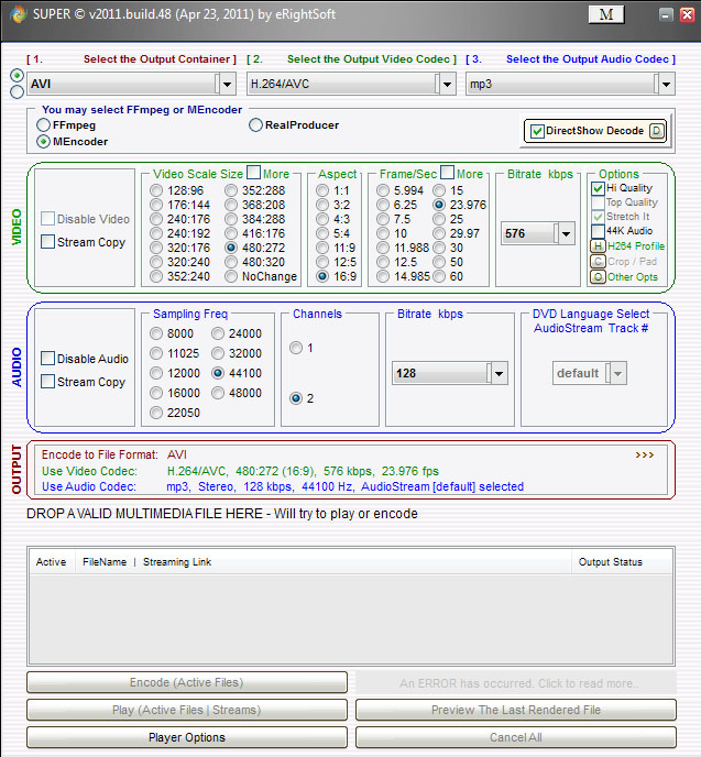  COWON J3 ve S9* için SUPER ile H264/AVC+MP3 (AVI Container) Video Convert Anlatımı (Resimli)