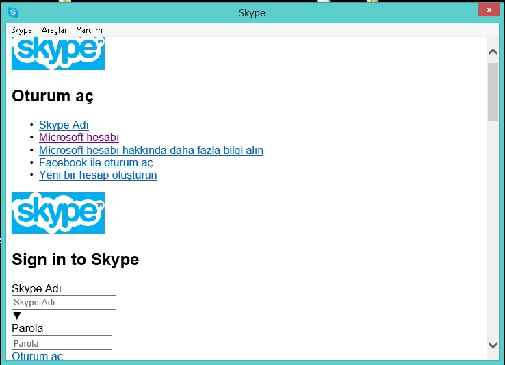  Skype Giriş Ekranım BOzuldu Acil Yardım