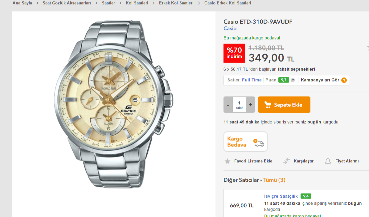Efb 504jd 1a9dr Casio Erkek Kol Saati N11 Com