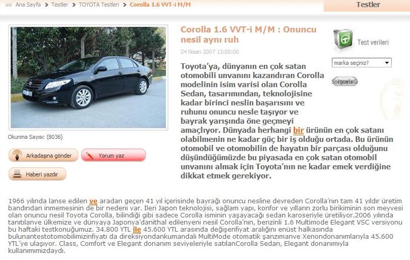  *** YENİ NESİL TOYOTA COROLLA TEST***