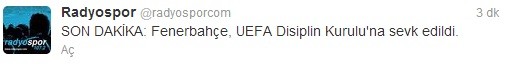  Şok Fenerbahçe UEFA Disiplin kuruluna sevk edildi