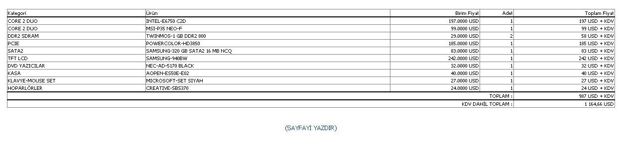  Max. 1300 Ytl Sistem Tavsiyesi