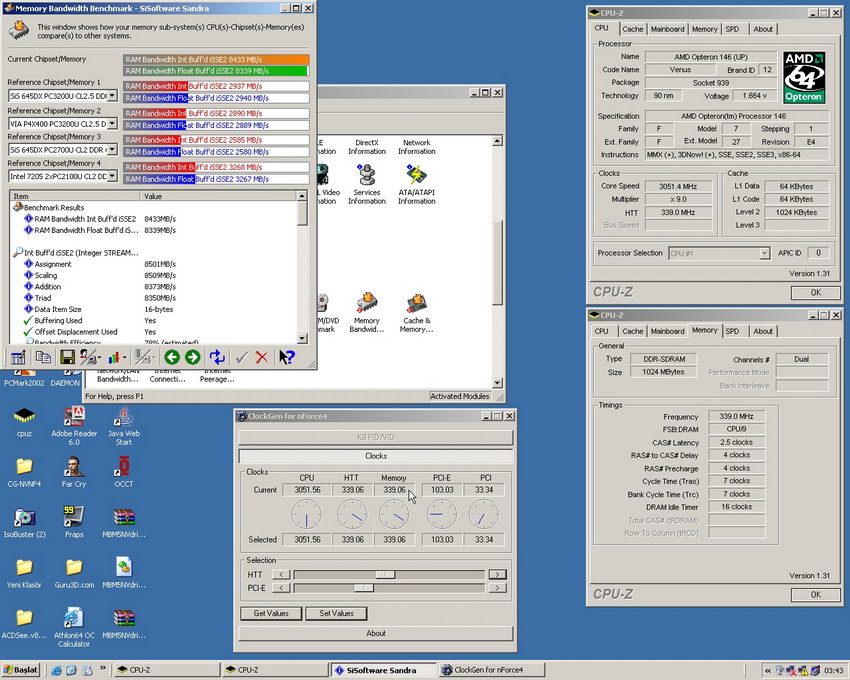  ## Sandra Memory Test DataBase ve Sıralamalar ##
