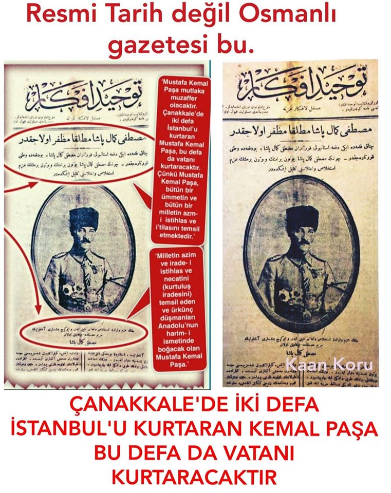 iki defa İstanbul'u kurtaran Mustafa Kemal Paşa bu defa da vatanı kurtaracaktır.