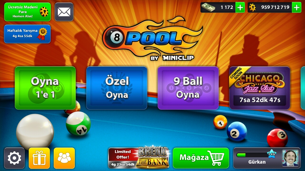 Miniclip 8 Ball Pool Coins isteyen buraya - 