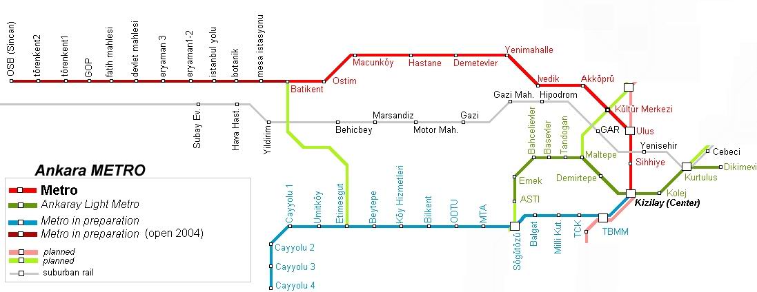 Схема метро в анкаре