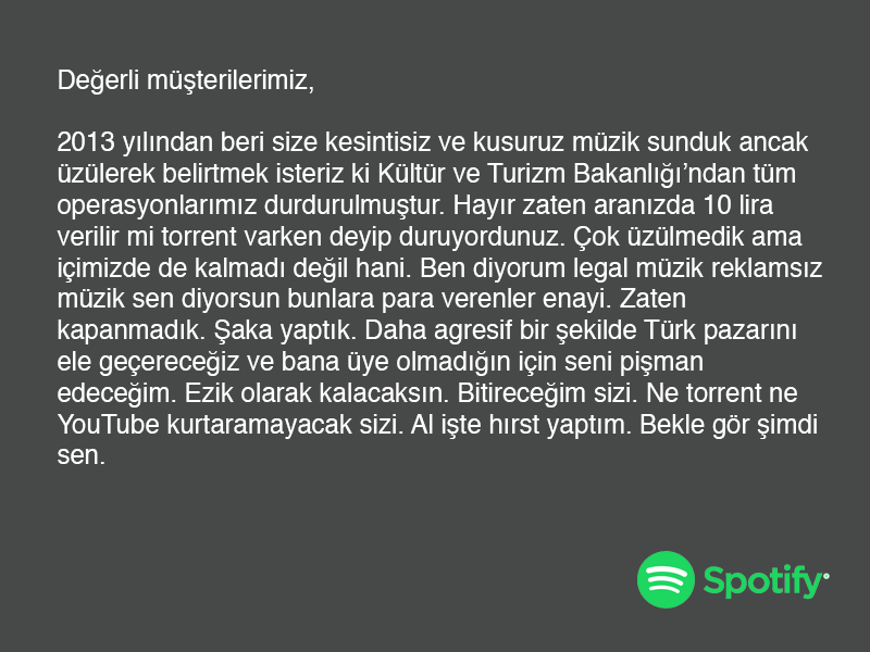  Spotify Türkiye Kapanıyor