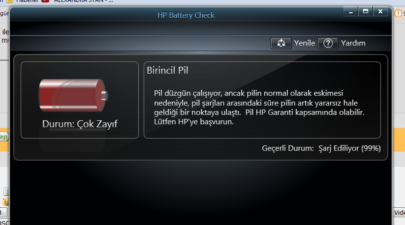  HP Pavilion DV6 Batarya Aniden Bitiyor PC Kapanıyor.