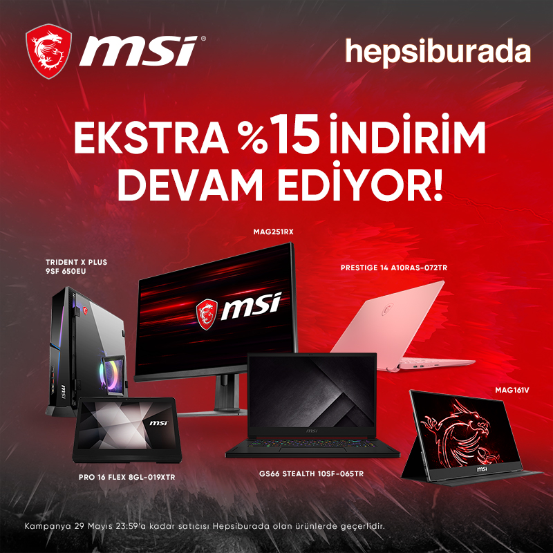 MSI Ürünlerinde Hepsiburada'da %15 İndirim!