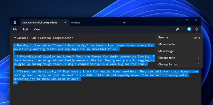 Windows 11'in Not Defteri uygulaması ChatGPT özelliğine kavuştu