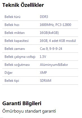  Corsair Vengeance 16GB (4X4GB) 1600Mhz DDR3 CL9 Bellek [Kullanıcı İncelemesi]