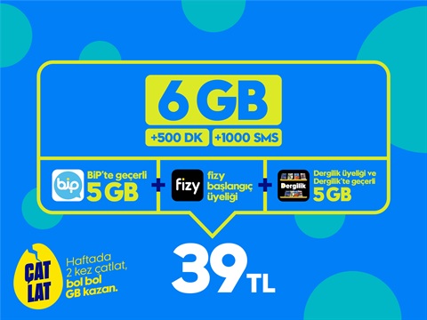 Hazır Karta özel 39 TL`ye 6GB + 500dk + 1000SMS