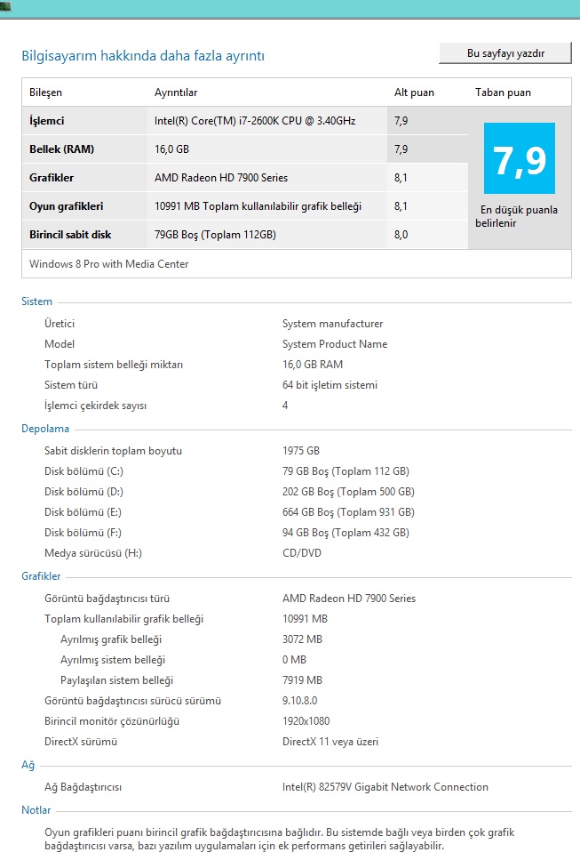  Windows 8 De Sisteminizin Aldığı Puan Kaç?