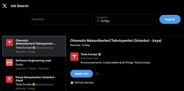X (Twitter) iş ilanlarını göstermeye başladı: Tesla Türkiye'de açık pozisyonlar da var