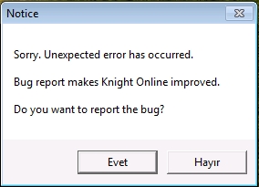  Knight Online - Sorry unexpected error has occurred