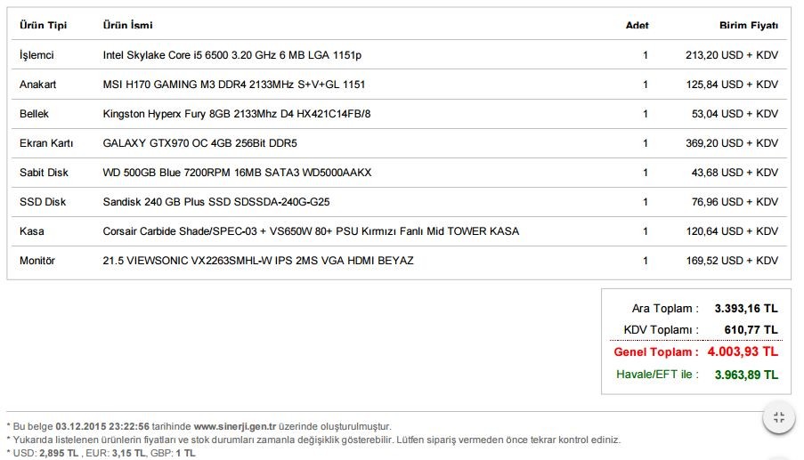  3500-4000 TL Arası Sistem