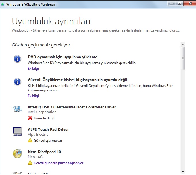  windows 8 uyumluluk sorunu