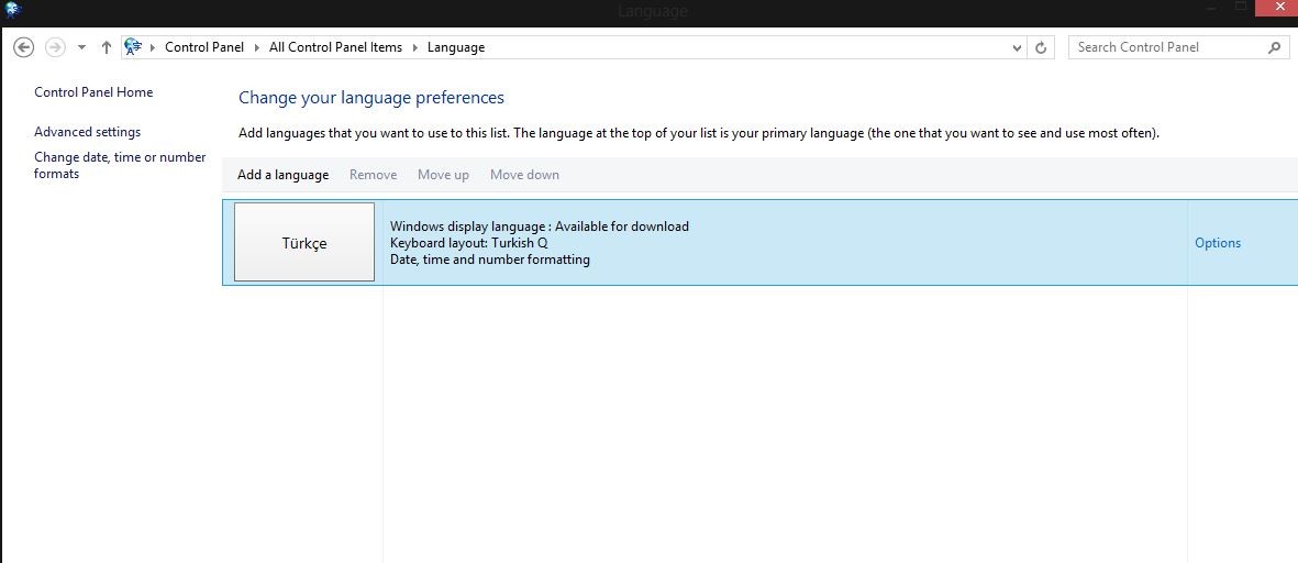  Windows 8'i Türkçeye Çevirme