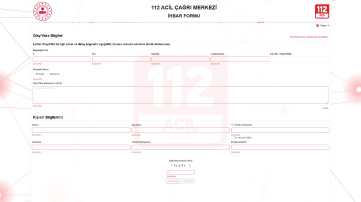 112 Web İhbar Sistemi: İnternet üzerinden ihbar dönemi başlıyor