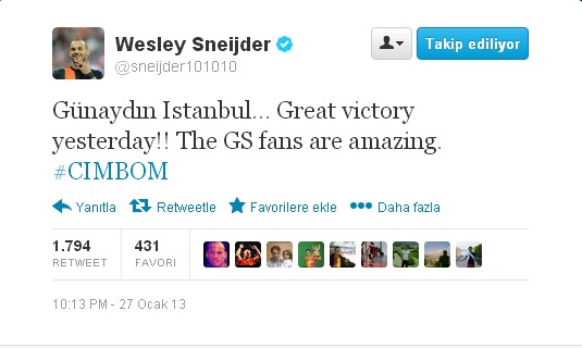  Wesley Sneijder - Attığı Tweet