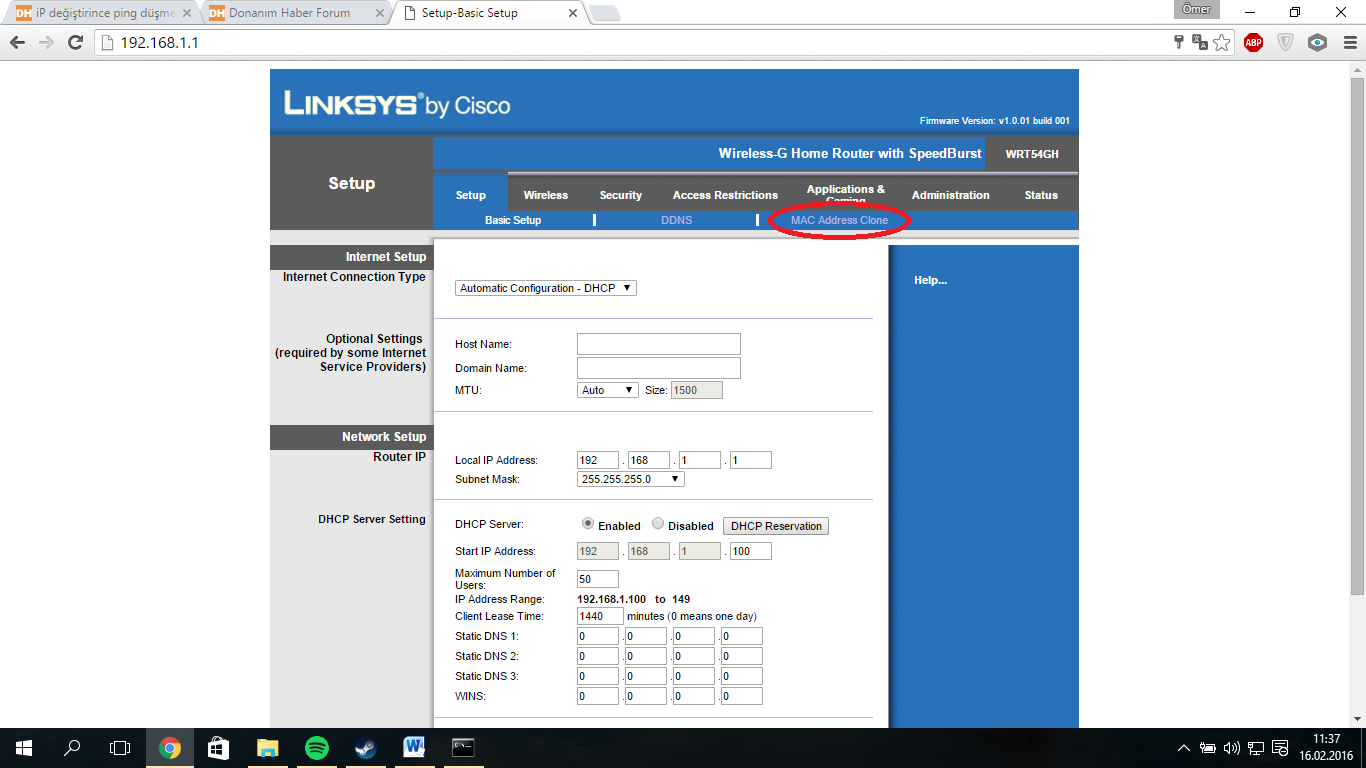  iP değiştirince ping düşmesi?