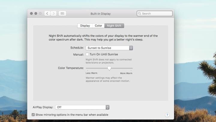Apple’ın Night Shift özelliği Mac’e geldi