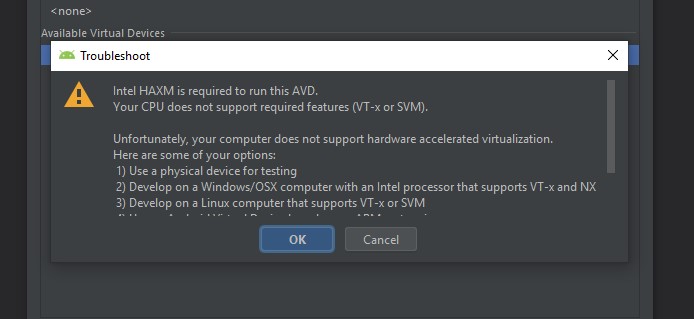 AMD - your cpu does not support required features (vt-x or svm)