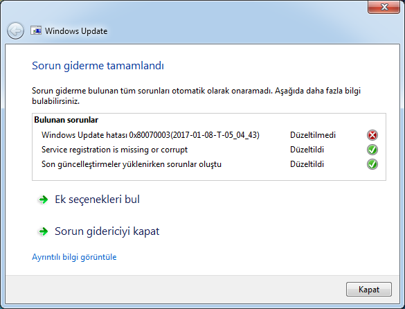  windows update güncellemeler denetleniyor hatası