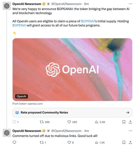 Yapay zeka devi OpenAI’ın resmi “X” hesabı hacklendi