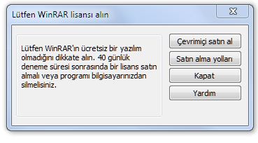  Kıyamet biri gerçekten WinRar satın aldığında kopacak.
