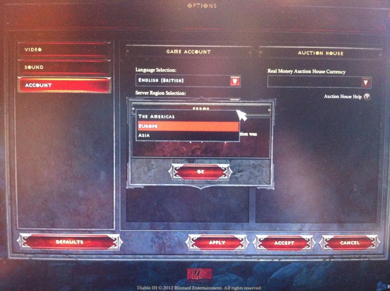  Diablo 3 Open Beta Option server seçimi