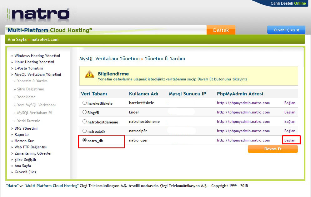  PHPMyAdmin'de Veritabanı Yedeği İçe Aktarma İşlemi
