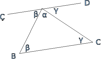  Bir üçgenin iç açılarının ölçülerinin toplamının 180 derece olduğunu ispatlayın.