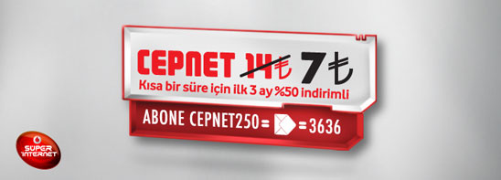  SINIRSIZ İNTERNET 7 TL 'CEPNET' YENİDEN BAŞLADI (ilk ay 7, sonrası 14 tl)