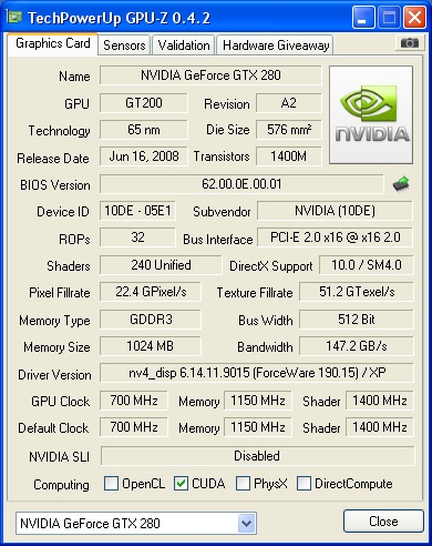  TAKASLIK 1GB 512 BIT ZOTAC GTX280 AMP 150tl rezerv->CyberneticS