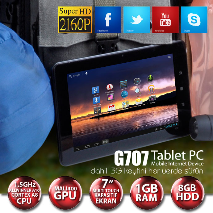  Artes G707 3G + Wi-Fi 8GB 7' Android 4.0 Tablet