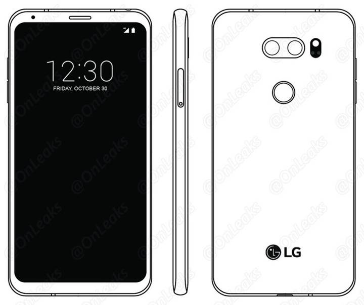 LG V30 şematik görseli sızdı: Bu defa ikinci ekran yok