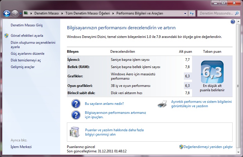  SSD İle Windows 7 Açılış Süresi