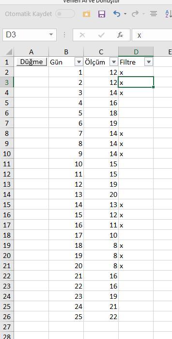 Excel'de Formül ile Seçim Yapmak