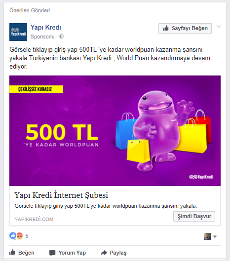 Yapı Kredi Facebook Benzer Sayfa Dolandırıcılığı !!