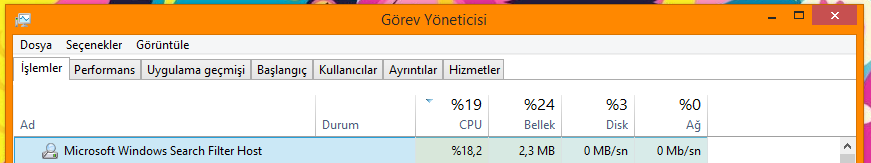  Microsoft Search Filter Host gereksiz yere bilgisayarı kasıyor.