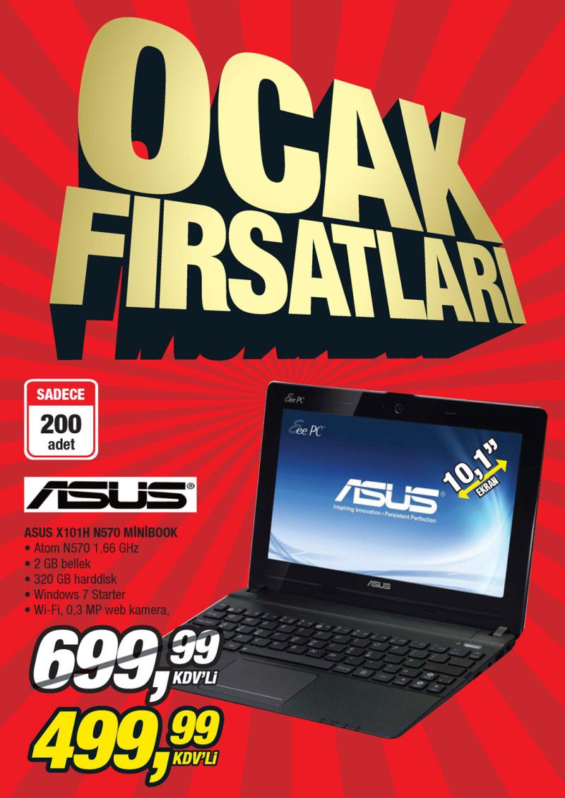  Metro market Ocak Fırsatı Asus x101H Netbook 499,99
