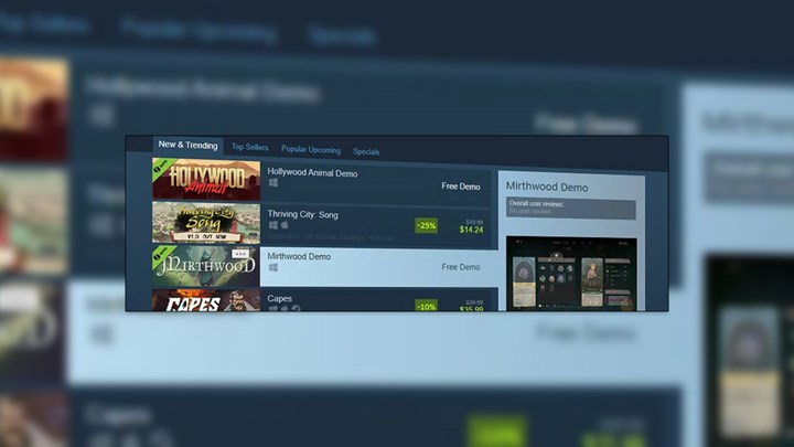 Steam, demo oyunlar için yeni bir güncelleme yayınlıyor