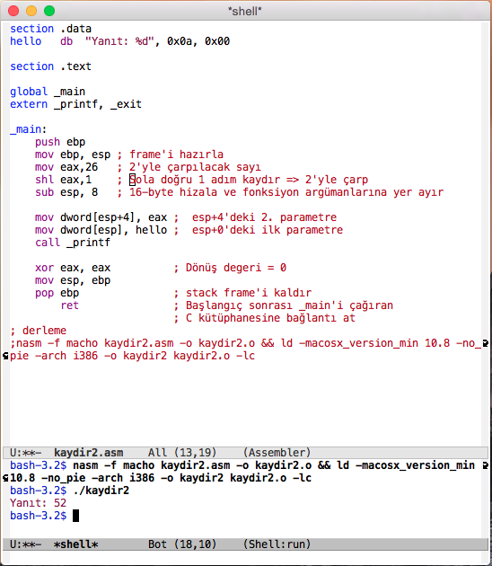 emu8086 Kaydırma Komutları Yardım