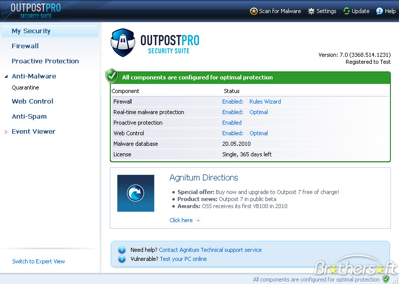  Outpost Security Suite Pro 7.0.4 ve Firewall(1 yıllık lisans)